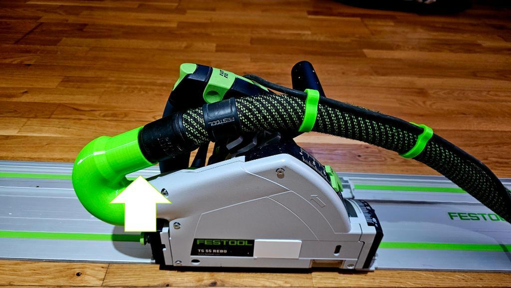 Festool elleboogadapter voor invalzagen – 3D-geprint stofafzuig opzetstuk