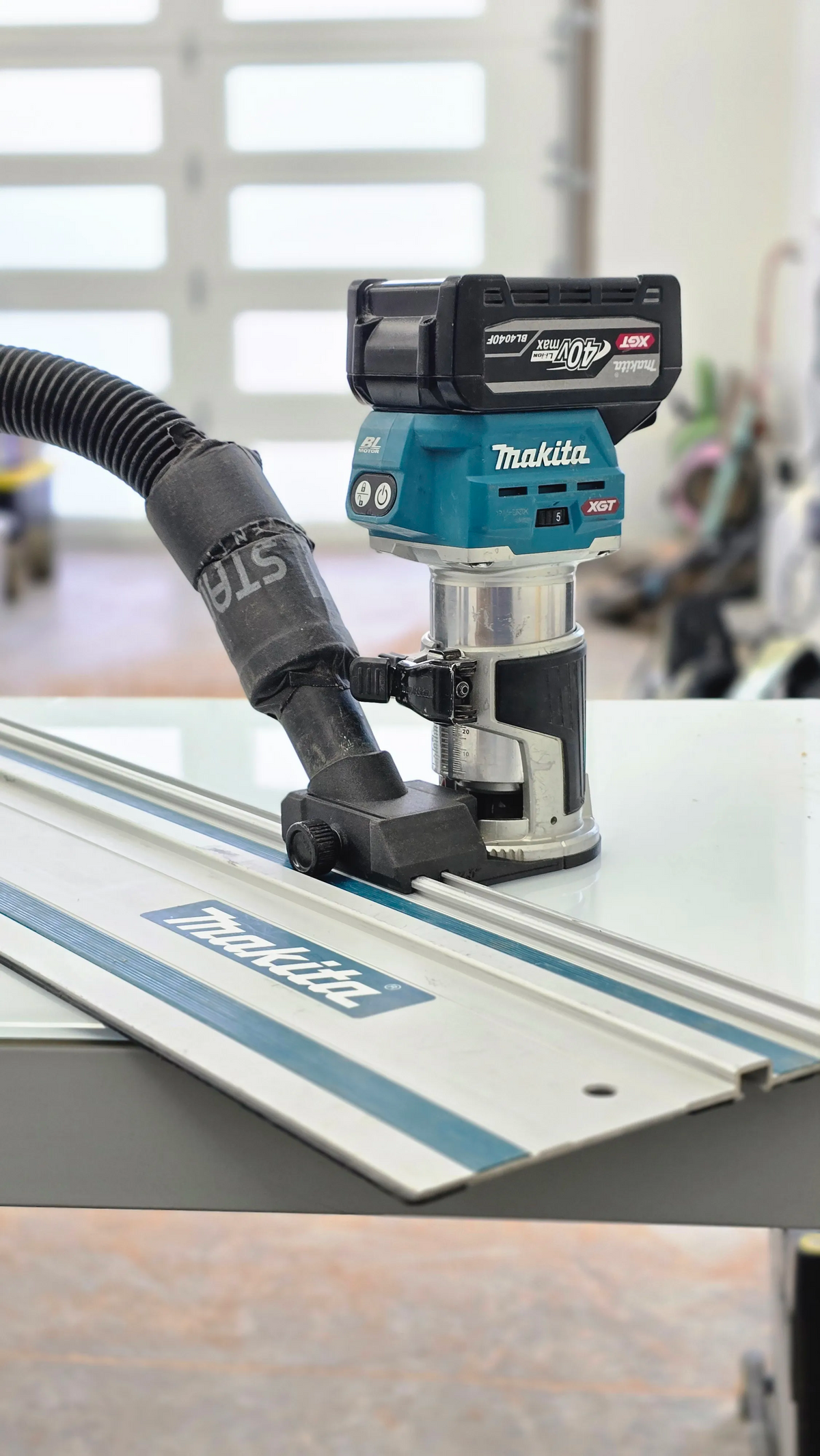 Makita railadapter bovenfrees met stofafzuiging