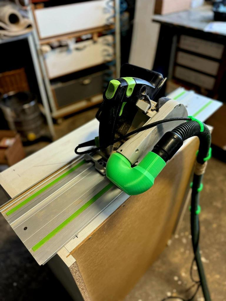 Festool elleboogadapter voor invalzagen – 3D-geprint stofafzuig opzetstuk